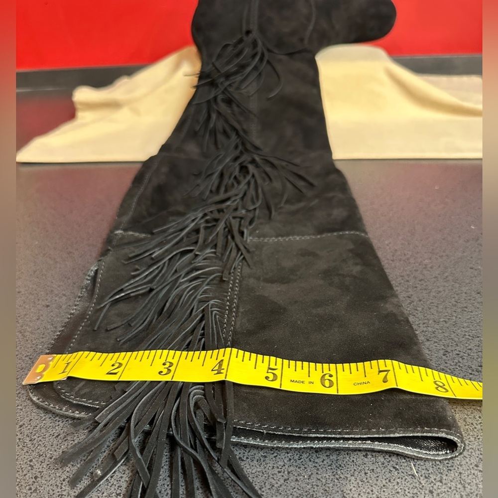 Frye Jodie Over The Knee Fringe Black Suede New with Tags & Box Women’s Sz 8.5M - Picture 12 of 16